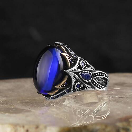 925 Sterling Silver Men's Ring with Zircon Stone - 1