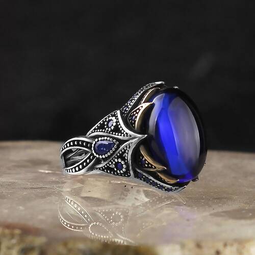 925 Sterling Silver Men's Ring with Zircon Stone - 2