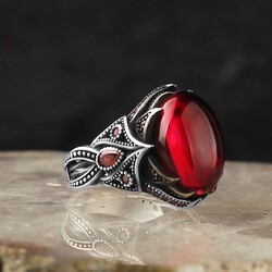 925 Sterling Silver Men's Ring with Zircon Stone - 2