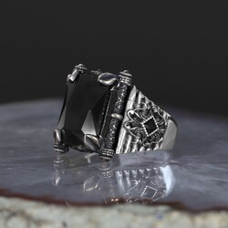 925 Sterling Silver Men's Ring with Zircon Stone - 2