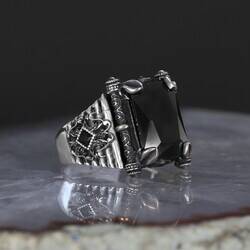 925 Sterling Silver Men's Ring with Zircon Stone - 4