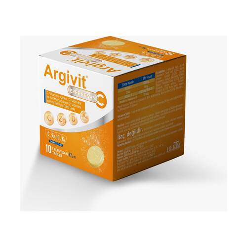 Argivit Effervescent Food Supplement Containing Vitamin C, Zinc, Vitamin D and Vitamin K2 - 2