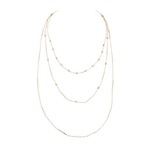 Bar Long Chain Silver Necklace - 1