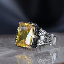 Chain Series 925 Citrine Stone Silver Ring - 1