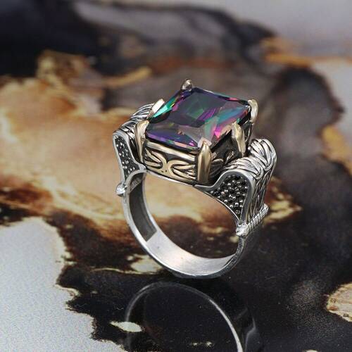 Chain Series 925 Mystic Topaz Stone Silver Ring - 1