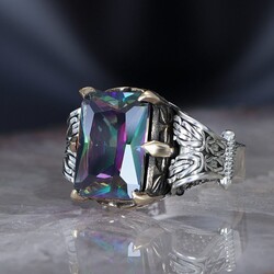 Chain Series 925 Mystic Topaz Stone Silver Ring - 2