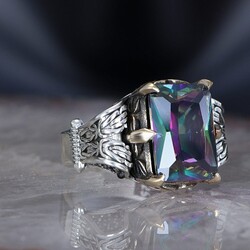 Chain Series 925 Mystic Topaz Stone Silver Ring - 3