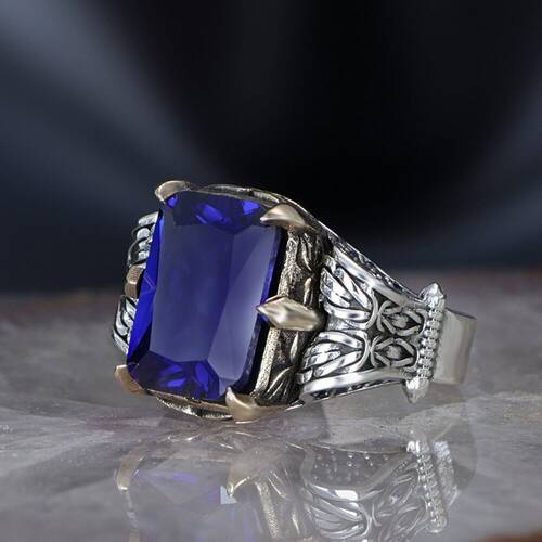 Chain Series 925 Parliament Blue Zircon Silver Ring - 1