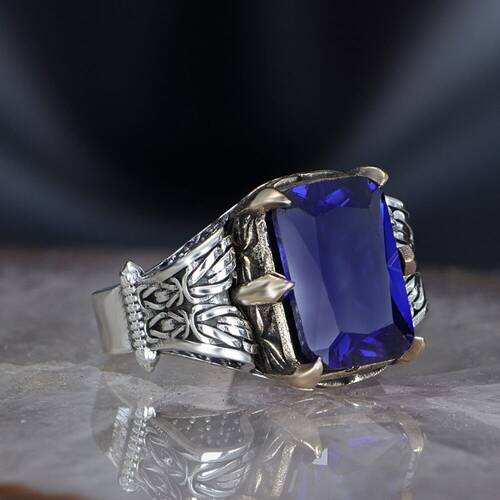 Chain Series 925 Parliament Blue Zircon Silver Ring - 3