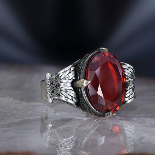 Chain Series 925 Sterling Silver Men's Ring with Zircon Stone - 1