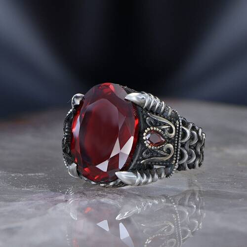 Chain Series 925 Sterling Zircon Stone Men's Silver Ring - 1