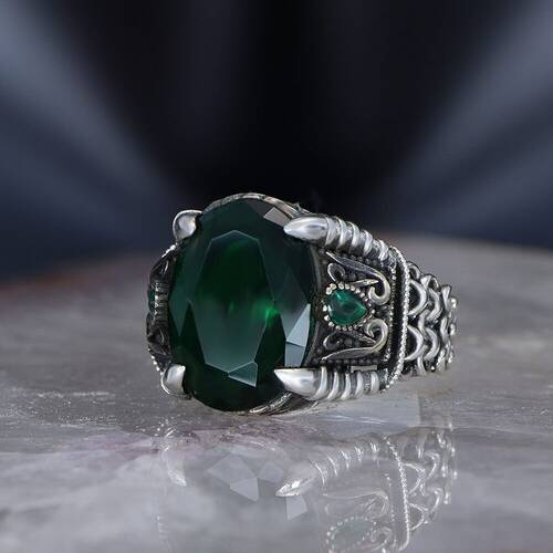 Chain Series 925 Sterling Zircon Stone Men's Silver Ring - 1