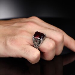 Chain Series 925 Sterling Zircon Stone Men's Silver Ring - 3