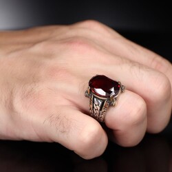 Chain Series 925 Sterling Zircon Stone Men's Silver Ring - 3