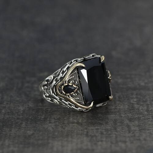 Chain Series Zircon Stone 925 Sterling Silver Men's Ring - 1