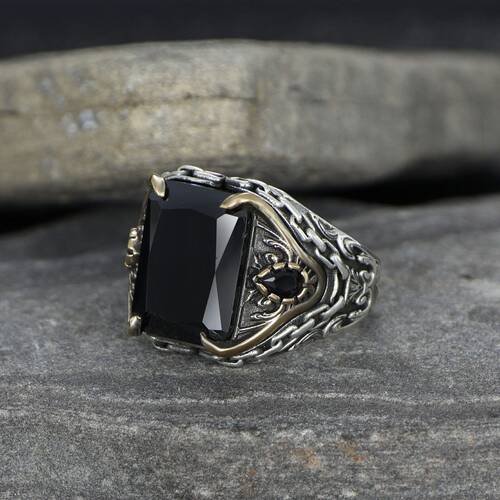 Chain Series Zircon Stone 925 Sterling Silver Men's Ring - 2