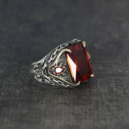 Chain Series Zircon Stone 925 Sterling Silver Men's Ring - 1