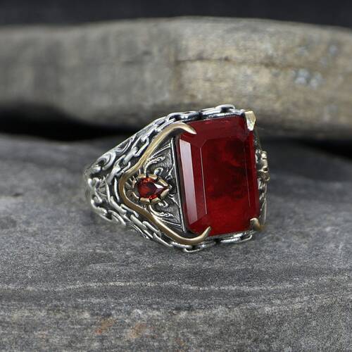 Chain Series Zircon Stone 925 Sterling Silver Men's Ring - 1