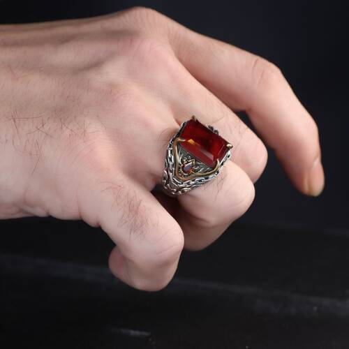 Chain Series Zircon Stone 925 Sterling Silver Men's Ring - 3