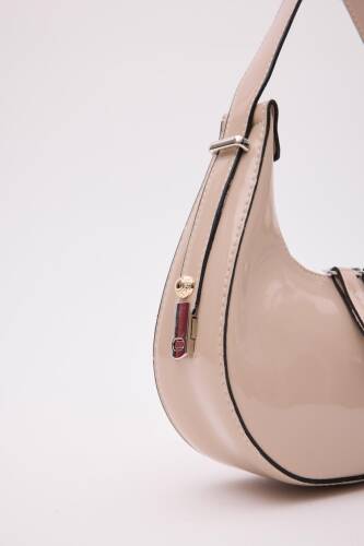 Cherry Patent Beige Baguette Bag - 2