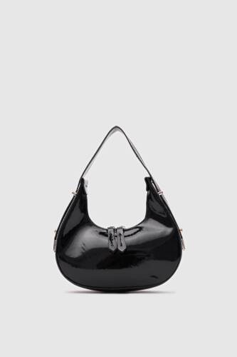 Cherry Patent Leather Black Baguette Bag - 1