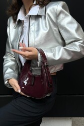 Cherry Patent Leather Burgundy Baguette Bag - 1