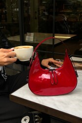 Cherry Patent Leather Red Baguette Bag - 2