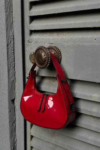 Cherry Patent Leather Red Baguette Bag - 3