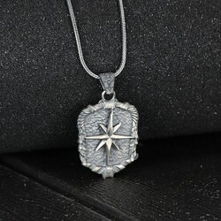 Compass Model 925 Sterling Silver Men's Necklace - 2