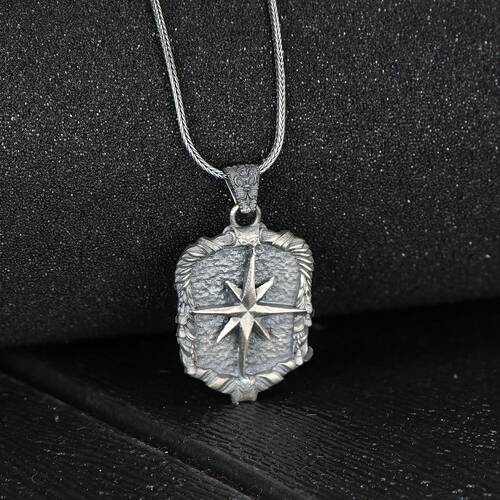 Compass Model 925 Sterling Silver Men's Necklace - 2