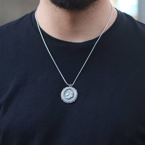 Compass Model 925 Sterling Silver Men's Necklace - 3