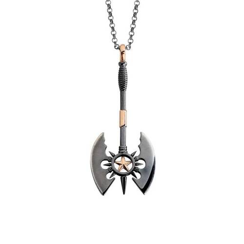 Double Sided Ax Men's Silver Necklace - 1