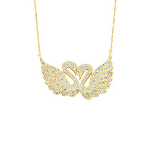 Double Swans Silver Necklace - 1