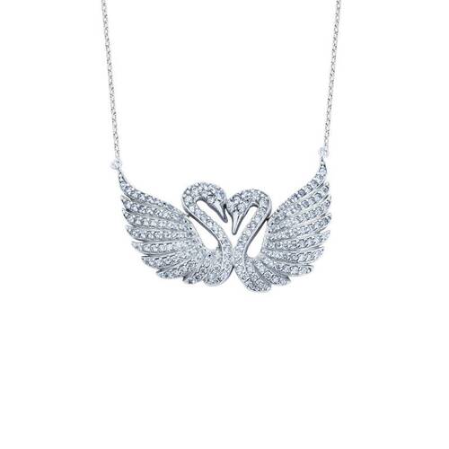 Double Swans Silver Necklace - 1