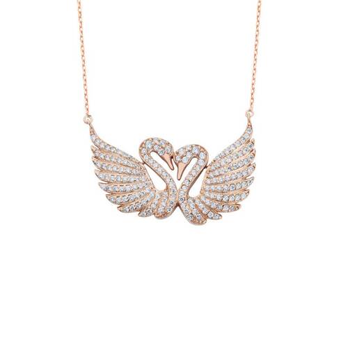 Double Swans Silver Necklace - 1