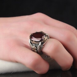 Eagle Claw Model Zircon Stone 925 Sterling Silver Men's Ring - 3