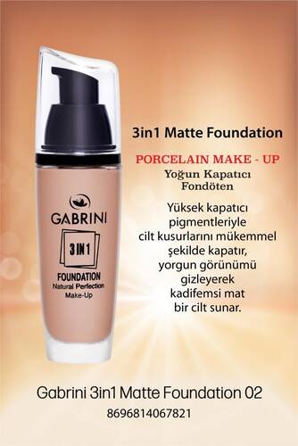 GABRINI 3 in 1 Foundation Natural Perfection Make Up No:02 - 1