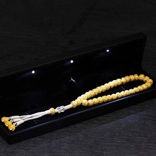 Gold Plated Trabzon Kazaziye Rosary with Silver Light Box - 1