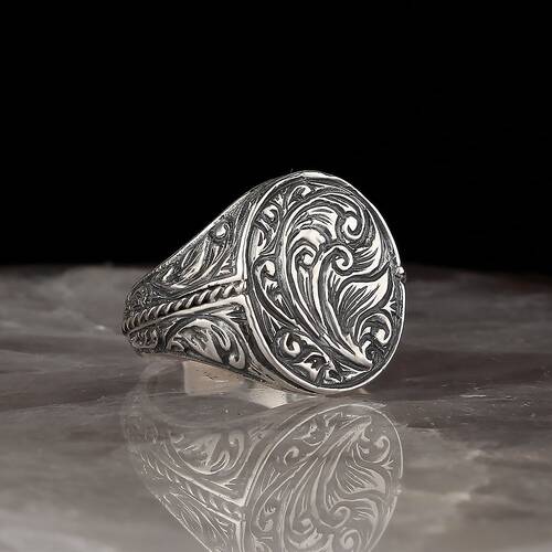 Handmade Pencil Workmanship 925 Sterling Silver Men's Ring - 1