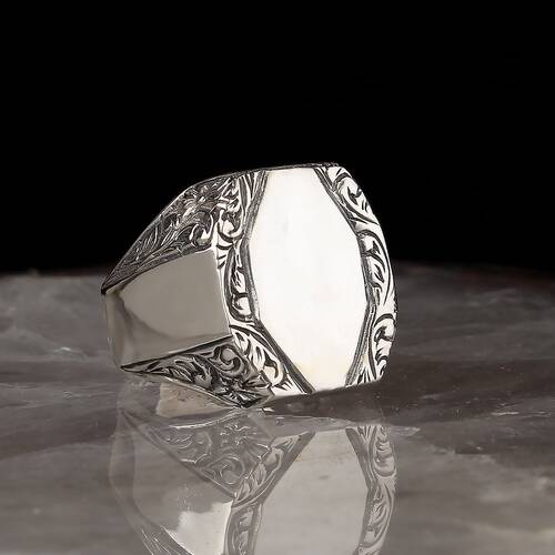 Handmade Pencil Workmanship 925 Sterling Silver Men's Ring - 1