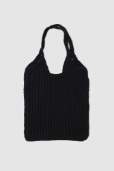 Knitted Black Shoulder Bag - 3