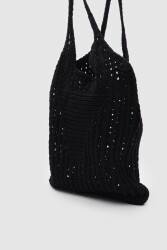 Knitted Black Shoulder Bag - 4