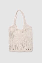 Knitted White Shoulder Bag - 2