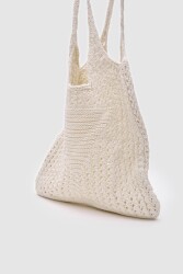 Knitted White Shoulder Bag - 3