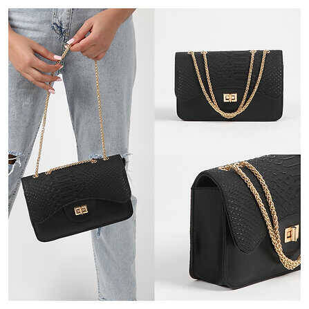 Leather Chain Strap Hand and Shoulder Bag - 1