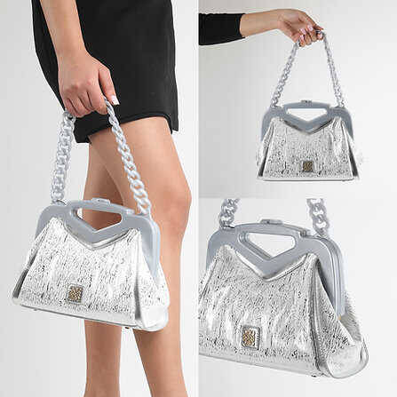 Leather Chain Strap Hand and Shoulder Bag - 1