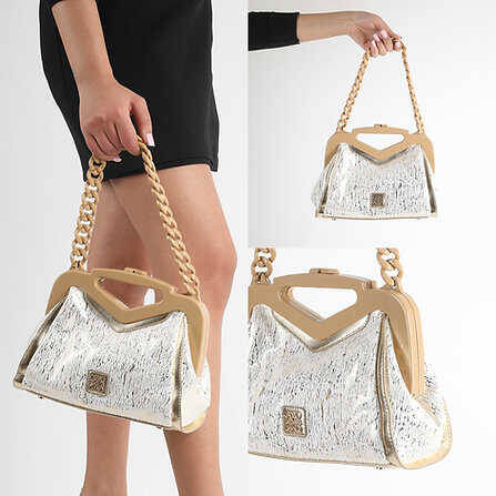 Leather Chain Strap Hand and Shoulder Bag - 1