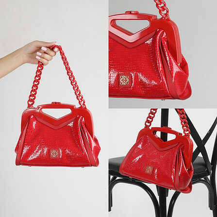 Leather Chain Strap Hand and Shoulder Bag - 1