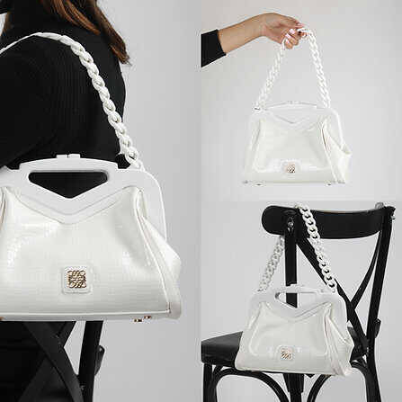 Leather Chain Strap Hand and Shoulder Bag - 1