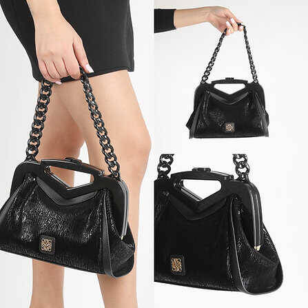 Leather Chain Strap Hand and Shoulder Bag - 1